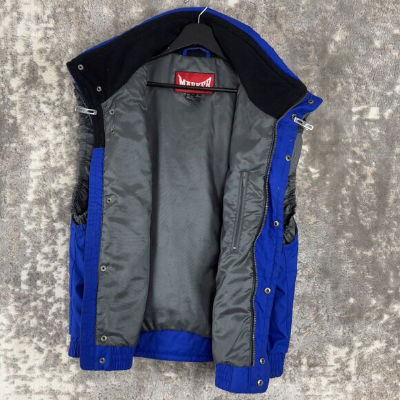 Marker Mens Size L Sleeveless Vest Jacket Blue Button Zip Pockets Outdoor Lined - Picture 4 of 10